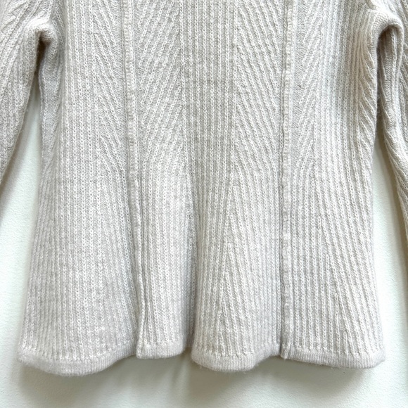 Ann Taylor Ribbed Wool Peplum Sweater Bell Sleeves Winter White, Size XS - Picture 7 of 10